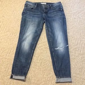 Distressed Maurices boyfriend crop